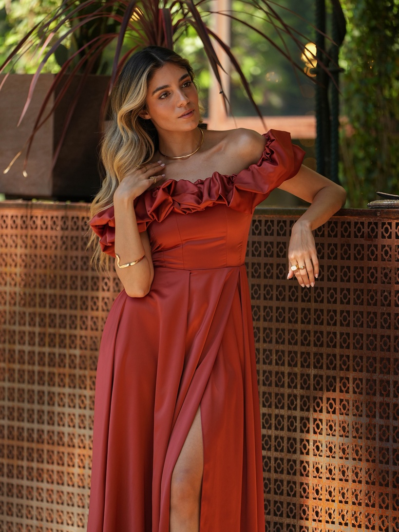 KTL - DRESS 'MARYA' IN BRICK COLOR