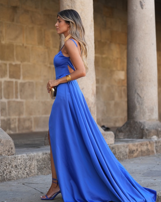 KTL - DRESS 'LOAN' IN OLIVE ROYAL BLUE